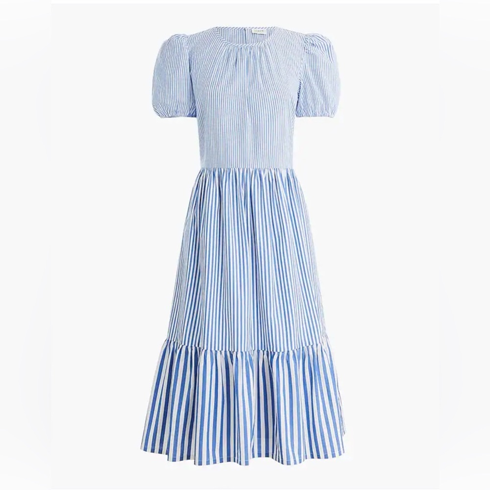 NWOT J. CREW Striped Poplin Midi Dress